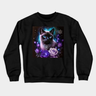 Galactic Floral Burmese Cat Crewneck Sweatshirt